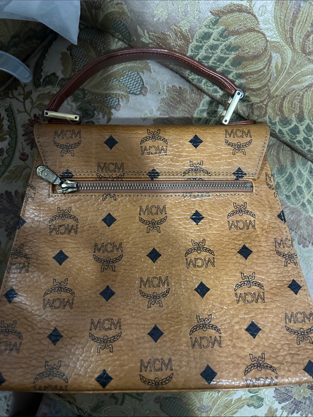 MCM vintage 70s Cognac Visetos Monogram Top Handle Satchel - Picture 9 of 11